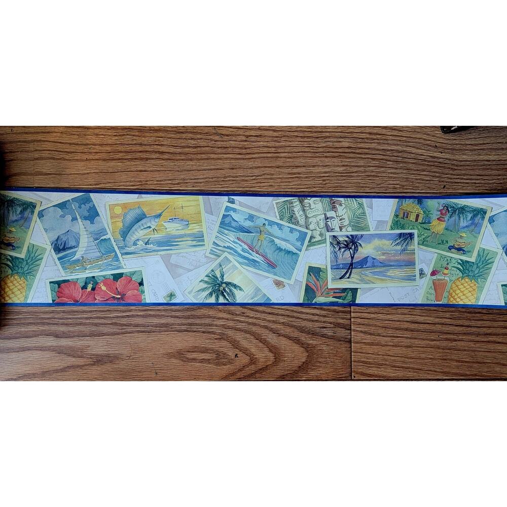 Vintage Wallpaper Border "Hawaii Postcard" 15' ×6.875" #1153034 Kohls 4 Availabl